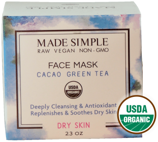 FACE MASK for Dry Skin - Organic Vegan Cacao Green Tea