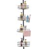 Shower Corner Caddy Tension Pole, 56" to 114" High, Multi-Functional Shower Tension Pole with Strong Load-Bearing Tray